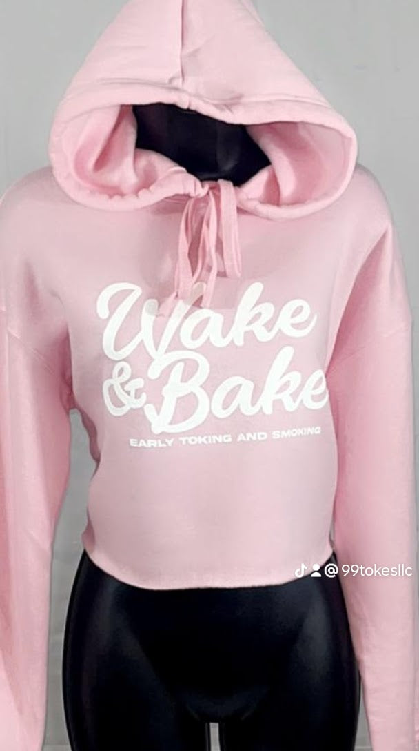 Pink Crop Top Graphic Hoodie